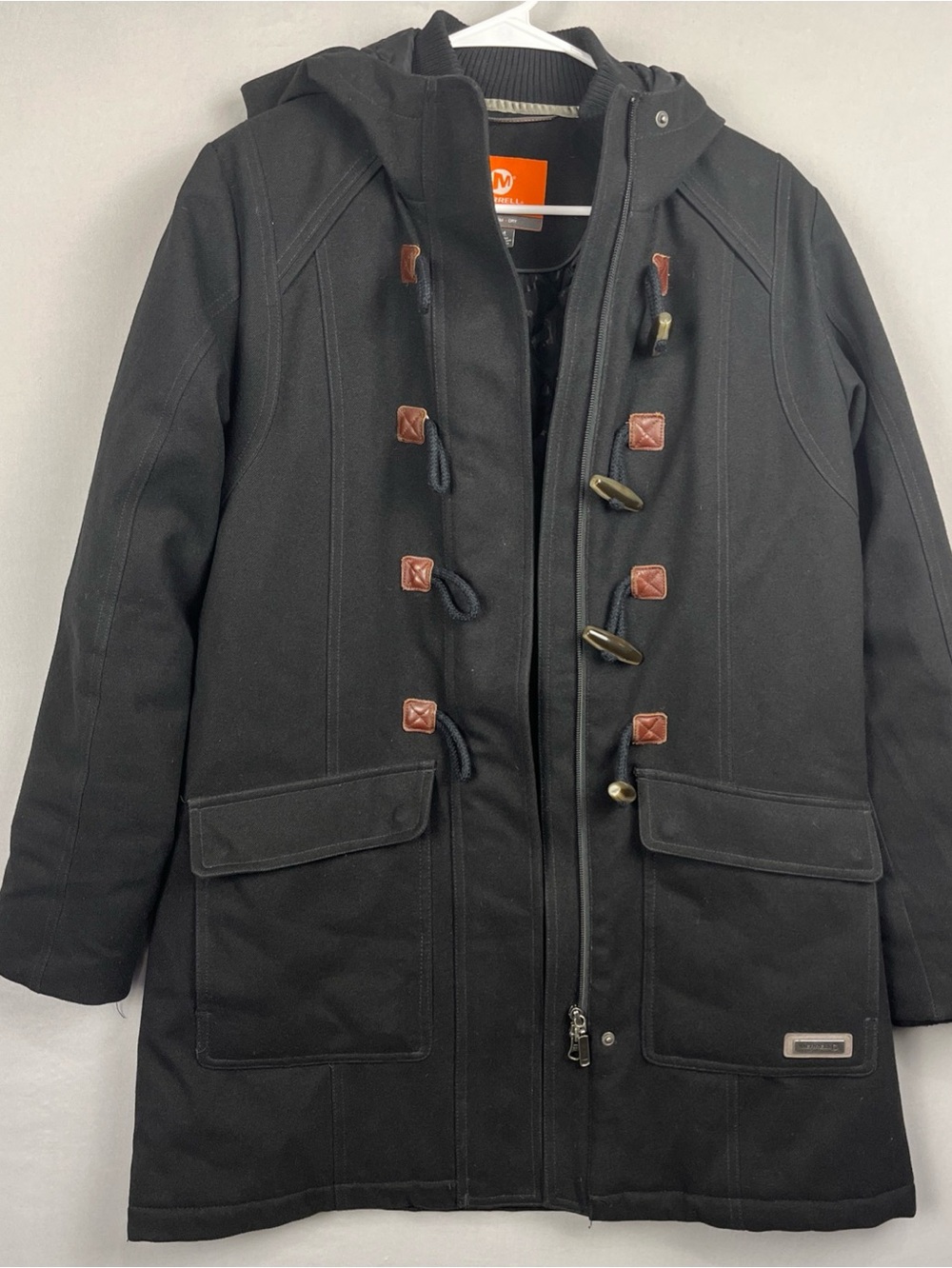 Merrell Coat Women’s Medium Duffle Toggle Hooded Parka Select Warm + Dry Black